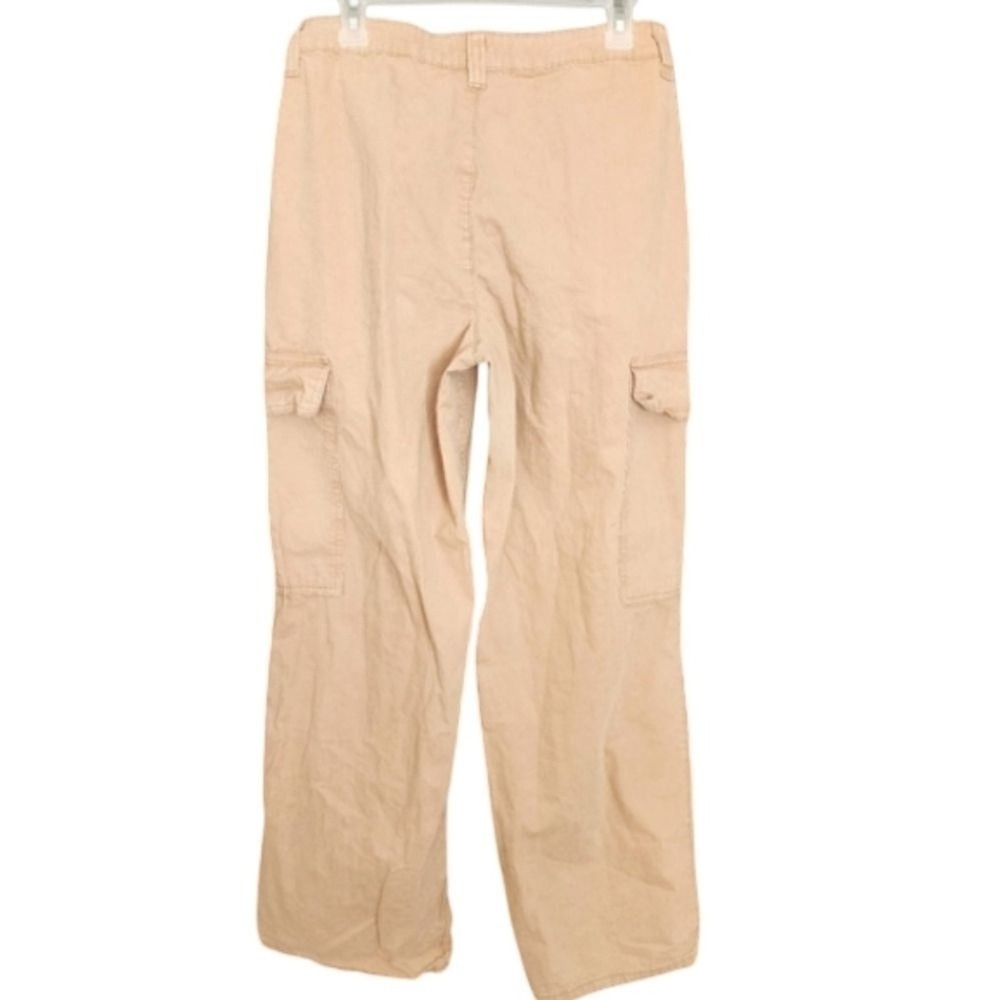 ASOS DESIGN Sand Beige Cotton Wide Leg Cargo‎ Pants Size US 8 Utility Trousers - Picture 3 of 9